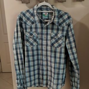 Hollister blue plaid long sleeve shirt. Large.